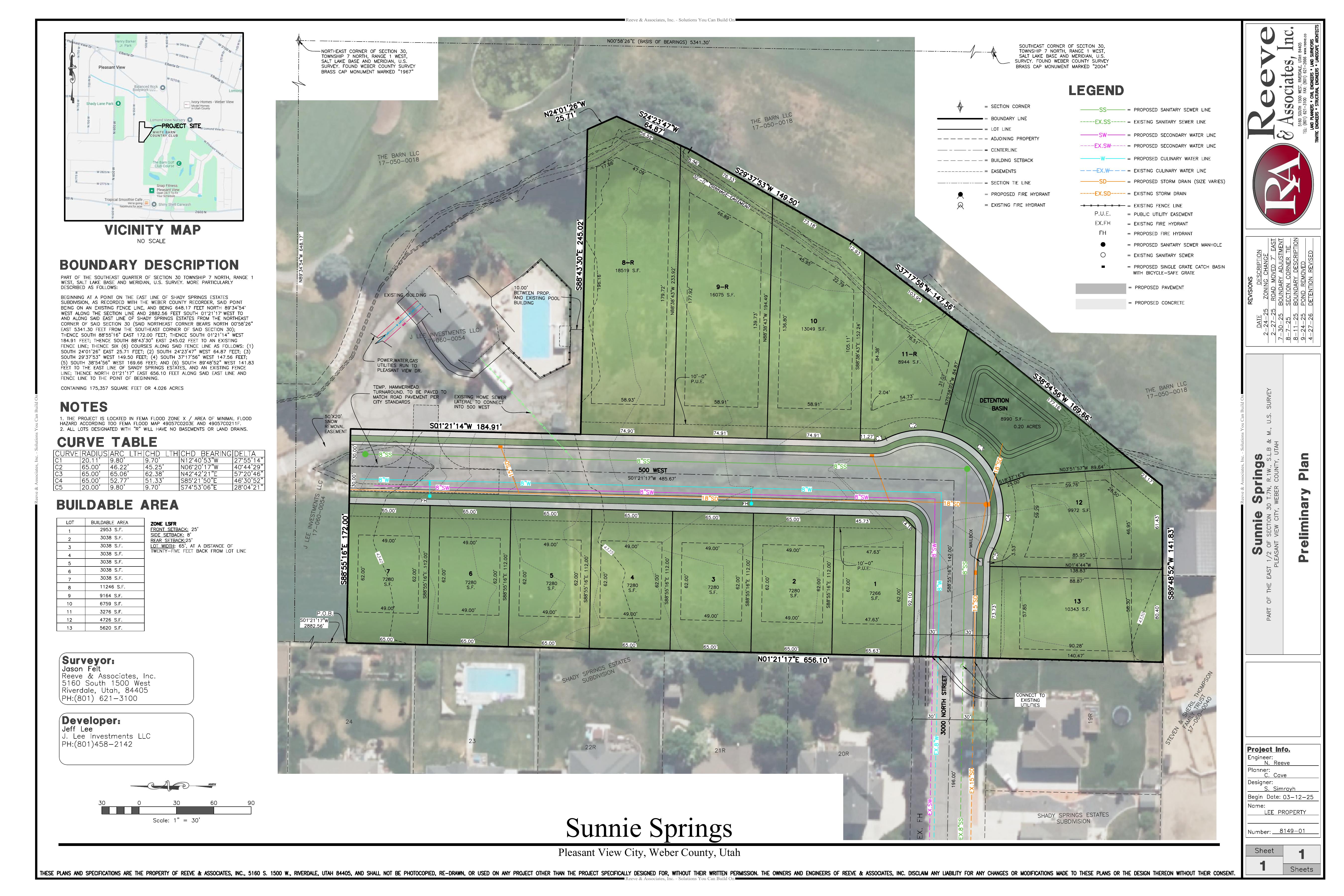 Sunnie Springs Preliminary Plan — Pleasant View, Weber County, Utah